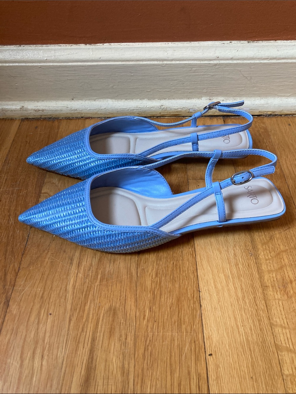 SARTO By Franco Sarto Light Blue Woven Pointed Slingback Flats - NWOT